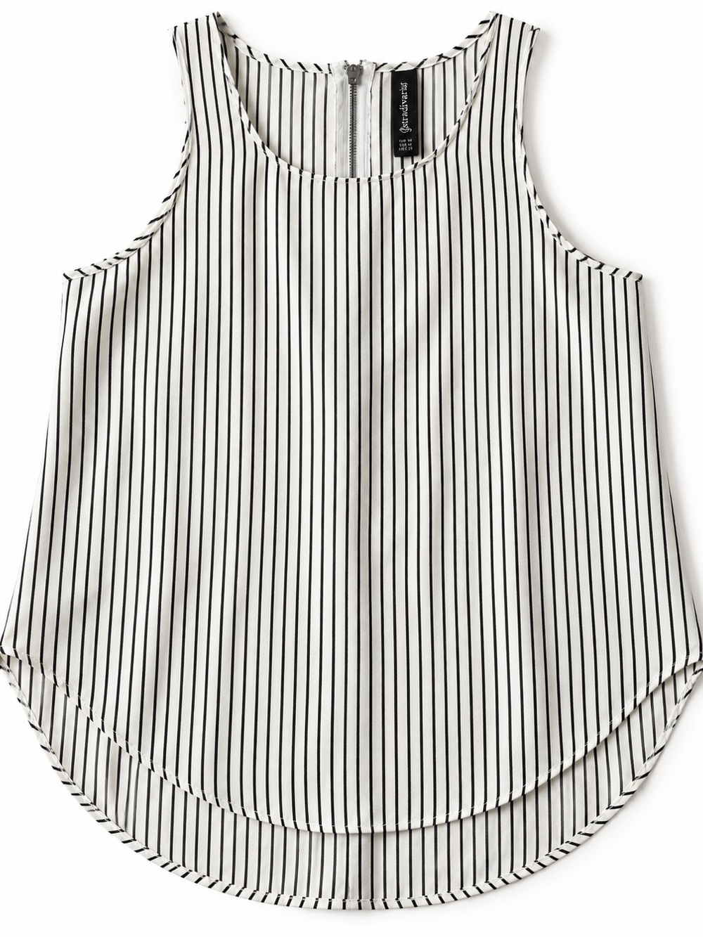 stradivarius Black and White Vertical Stripe Tank Top workwear M